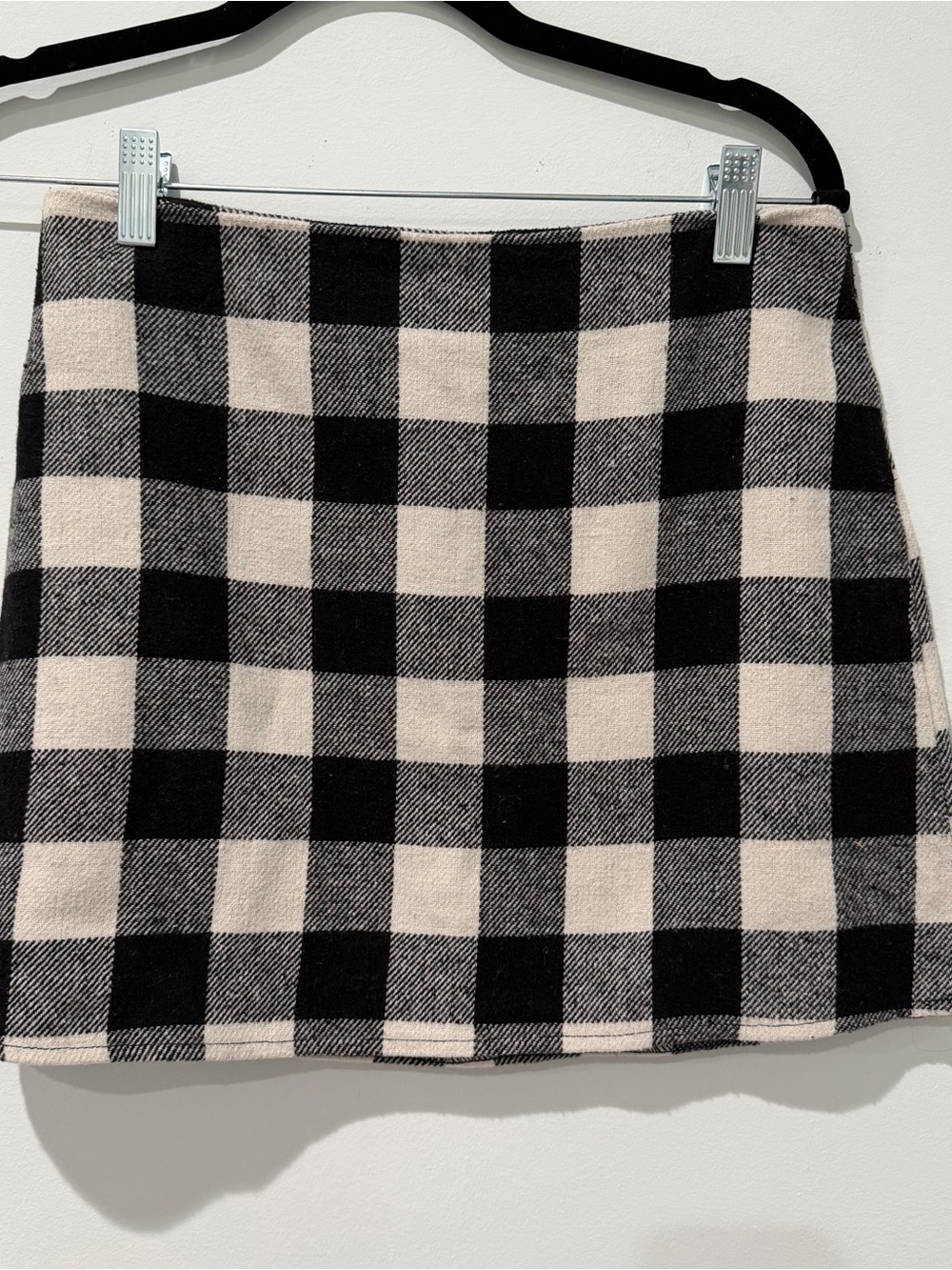 SHEIN Black & Cream Buffalo Plaid Mini Skirt